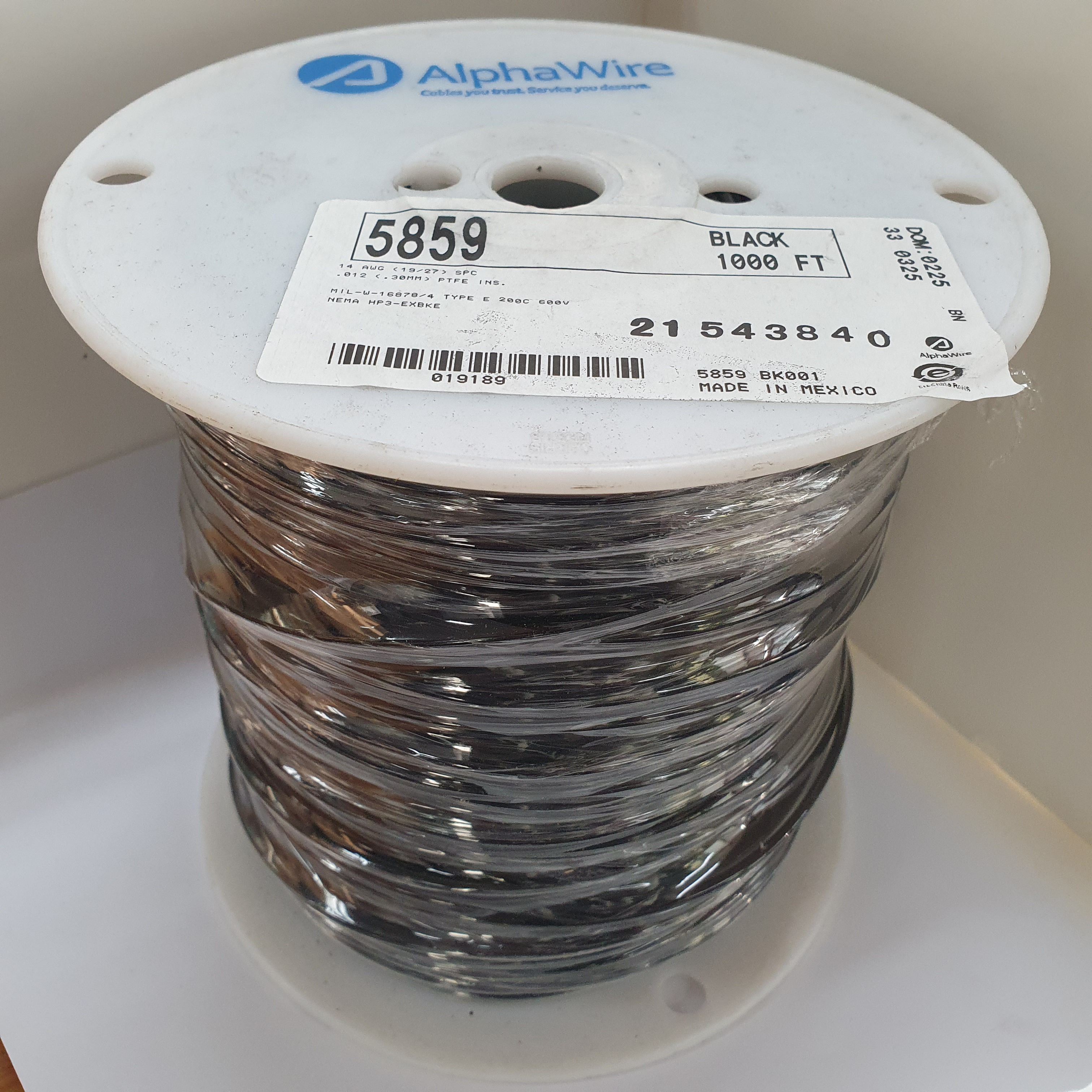 [알파와이어] AlphaWire 5859, Black 001 산업용케이블 (길이 옵션)