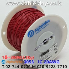 [알파와이어] AlphaWire 3053, RED 1C 20AWG 산업용케이블 1m