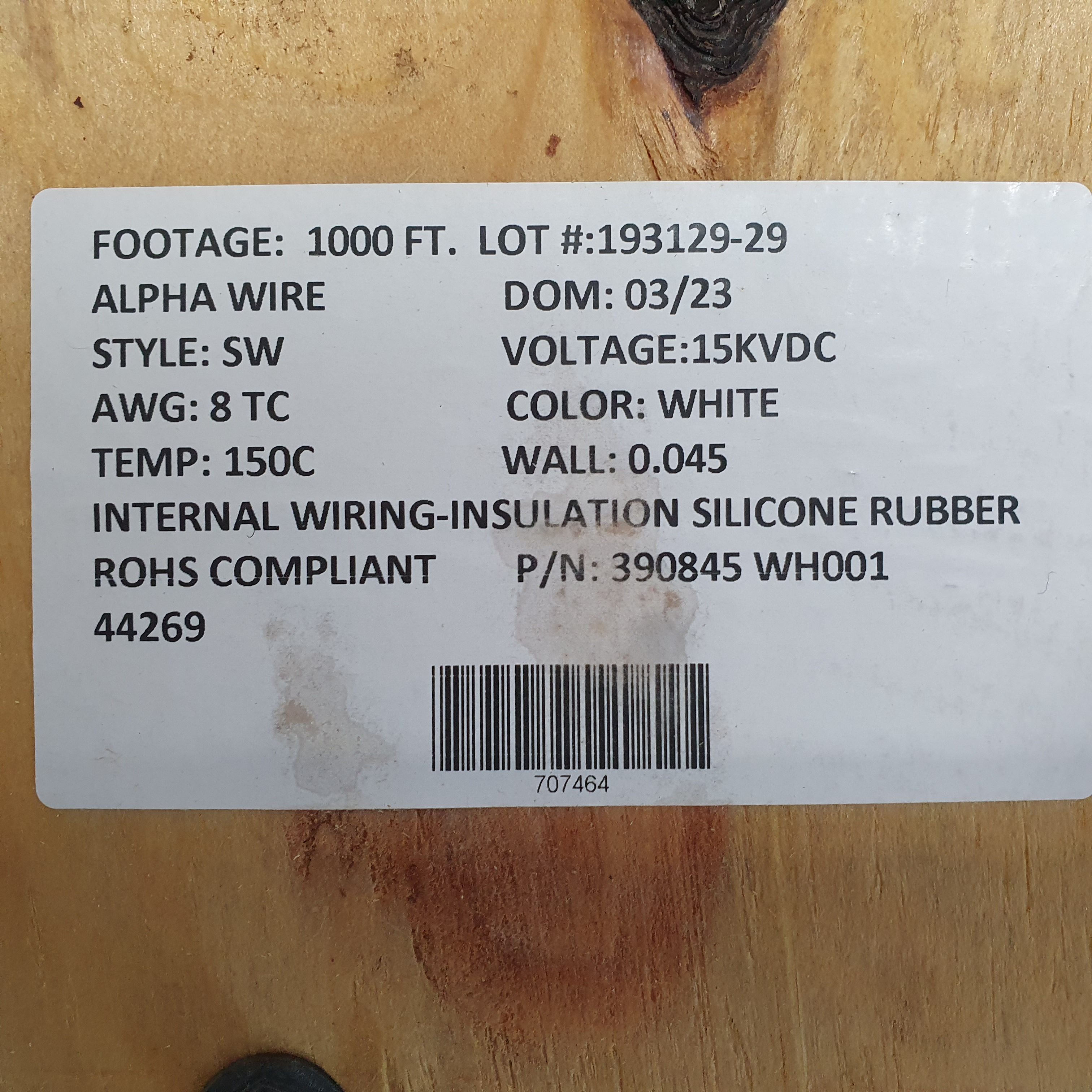 [알파와이어] AlphaWire 390845, White 1C 8AWG (300m)