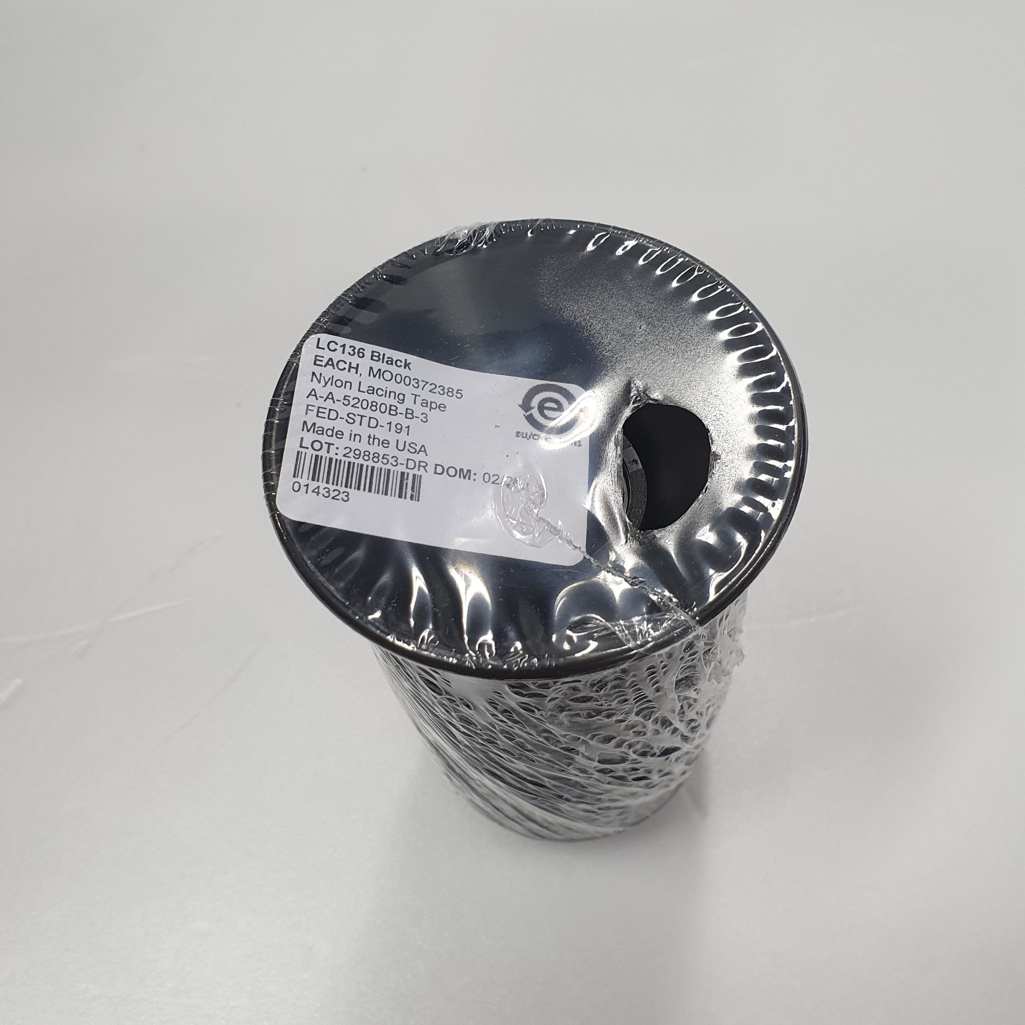 AlphaWire LC-136 BK088 Black Lacing Tape알파와이어 - AlphaWire LC-136 BK088, Lacing Tape, A-A-52080-B-3, FED-STD-191, Finish: B – Microcrystalline fungicide wax, mercury and copper free